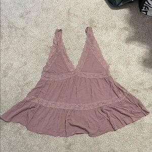 Flowy Free People Lace Trim Lavender Top
